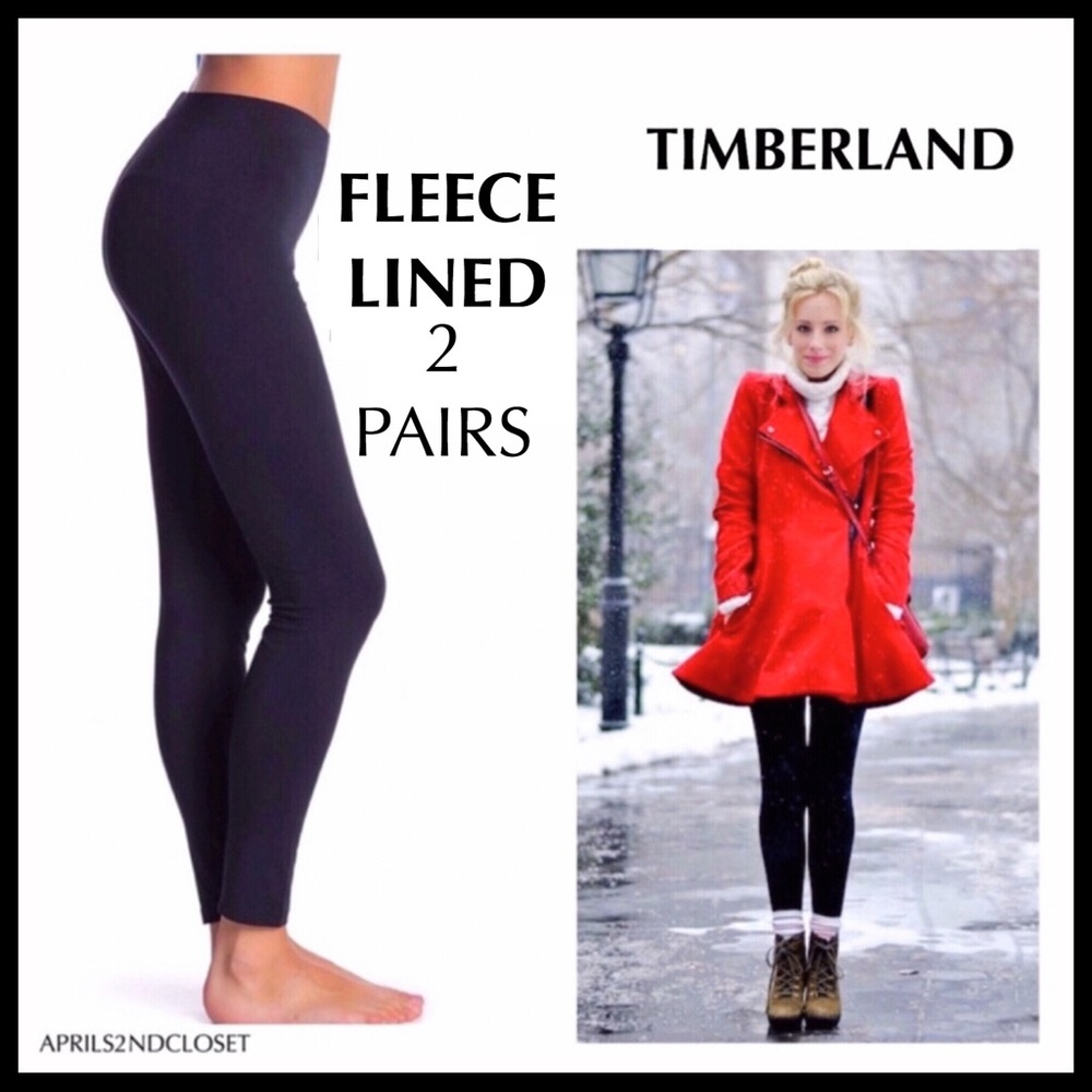 TIMBERLAND 2 BLACK FLEECE LINED LEGGINGS A2C - Picture 14 of 16